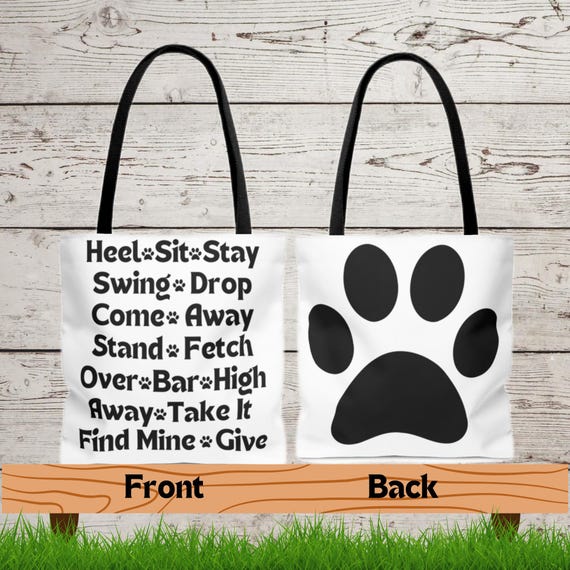 Paw Print Dog Training Commands Tote Bag: K9 Handler Gift UK