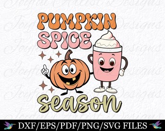 Pumpkin Spice Season SVG PNG: Latte i dynia, jesienny plik do cięcia koszul, kawiarnia (PDF)