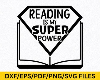Arquivo SVG "Ler é meu superpoder", design para amantes de livros (arquivos digitais)
