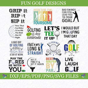 Golf SVG Paquete divertido golf citas hombres mujeres jugador de golf golfista camisa taza vaso regalo para él para su SVG png pdf dxf eps Cut File Cricut