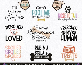 Dog Bandana Quotes SVG Bundle: Funny Dog T-Shirt Designs (Cut File)