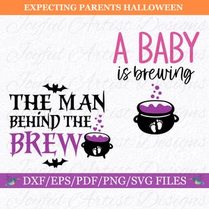 Grávida Maternidade Esperando Mamãe e Papai Desenhos de Halloween Bebê Revelação Anúncio Casais Camisa SVG png pdf dxf eps Arquivo de Corte Cricut