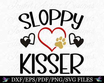 Diseño de bandana para perros con besos descuidados: regalo divertido para amantes de las mascotas (SVG, PNG, PDF)