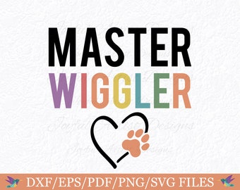 Cute Dog Bandana Saying Master Wiggler Funny Pet Shirt Design Dog T-Shirt Phrase Fur Mom Dog Lover Gift SVG png pdf dxf eps Cut File