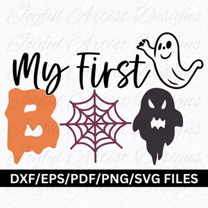 My First Boo Halloween Ghost Design: Baby Bodysuit SVG, PNG, PDF