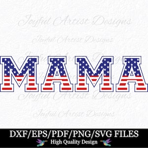 Varsity Amerikaanse Mama Stars and Stripes Rood Wit en Blauw Patriottische Mama 4 juli Mama Vlag Shirt Mok Cadeau Svg png pdf Cut File Cricut