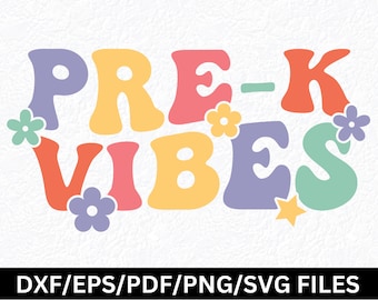 Pre-K Vibes SVG PNG Pre-K Vibes Groovy Retro Pre-K Vibes Zurück zu Schulsvg Pre-K-Shirt Weiß