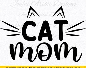 SVG para mamá gata / Diseño con frase de cara de gato (png, pdf, dxf, eps)