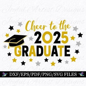 Png Svg 2025, diplômé du secondaire, diplômé du secondaire supérieur, promotion 2025, signe de chemise de décoration de fête de remise des diplômes, diplôme coupe fichier Cricut