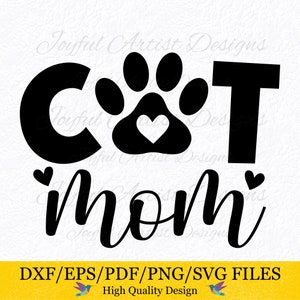 Chat maman empreinte de patte coeur citation chat dame chat vie de maman amoureux des chats fourrure maman maman chemise tee mug gobelet cadeaux SVG png pdf dxf eps couper fichier Cricut