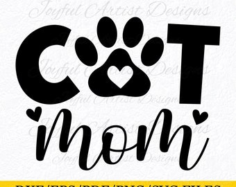 Corazón SVG con huella de pata de mamá gata: Diseño para amantes de los gatos (descarga digital)