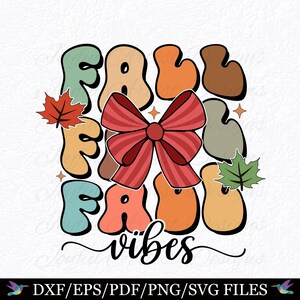 Diseño de lazo coqueto con ambiente otoñal: Hojas otoñales retro (SVG, PNG, PDF)