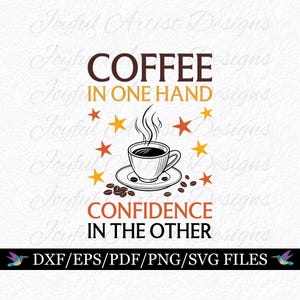 Café y confianza diciendo SVG PNG, cartel de letrero de cafetería, arte de pared, archivo de corte de taza de camisa de amante del café Cricut
