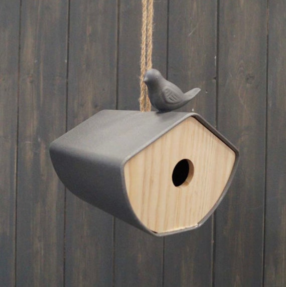 Irdisches anthrazitfarbenes Bambus-Vogelhaus. - Etsy.de