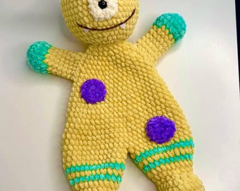 Crochet monster lovey pattern Amigurumi baby snuggler pdf tutorial Crochet cuddly toy for kids pattern