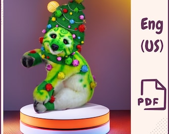 Christmas Polar Bear Sewing Pattern PDF | Realistic Plush Toy DIY | Glass Eye Iris Download | Artist Holiday Soft Bear Pattern