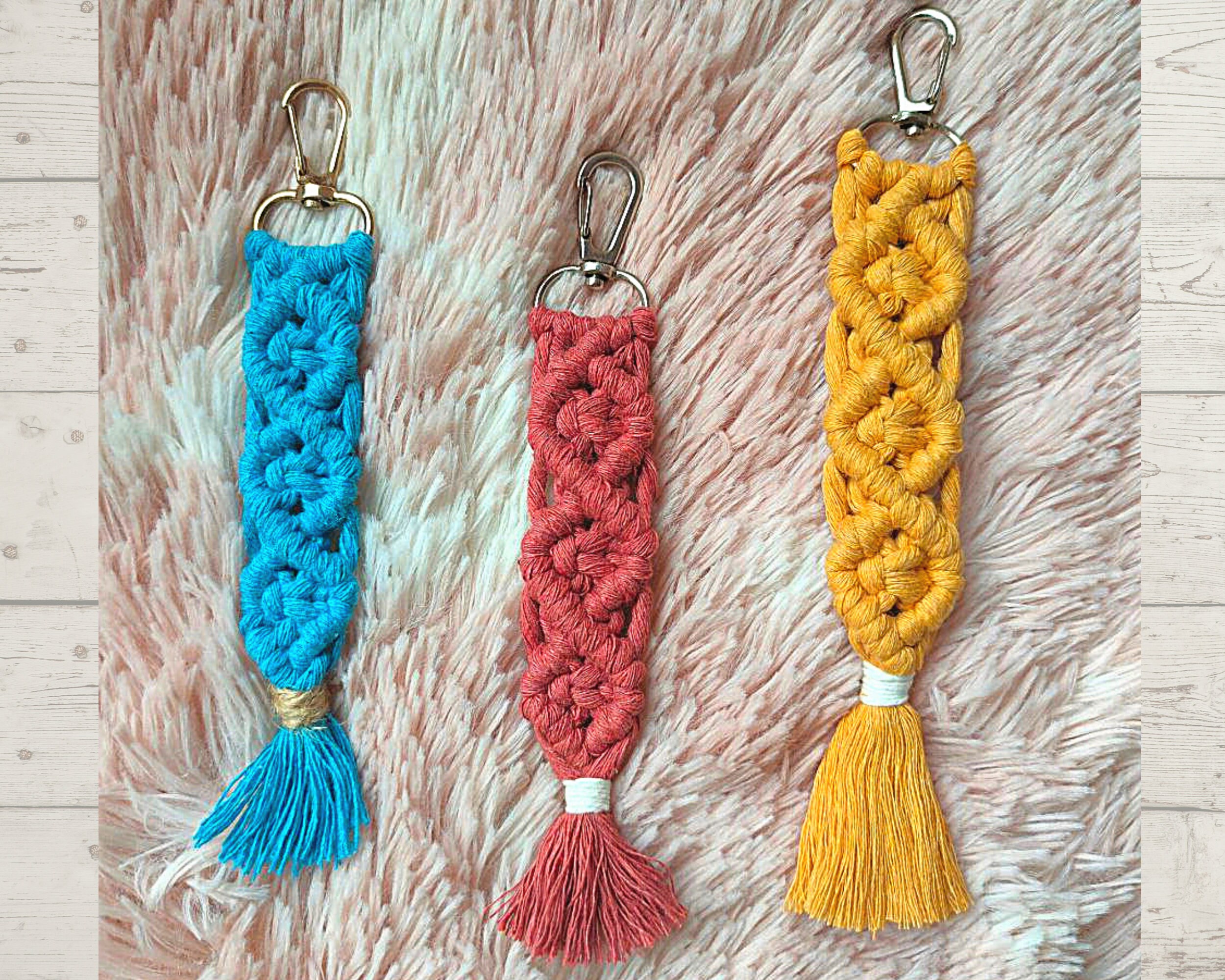 Macrame Keychain Pattern PDF Lanyard Boho Keychain Modern Macrame ...