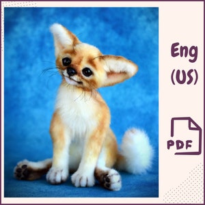 SEW PATTERN Fox Fenek - Fox Fenek - Collectible toy - Posing toy - Toy Fenek - Stuffed Animal Figurine-PDF Pattern