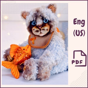 Teddy Cat sewing PDF pattern, Pattern stuffed animal, Pattern PDF-Teddy, Teddy The Cat, Animal Pattern, Plush Cat, Cat Pattern