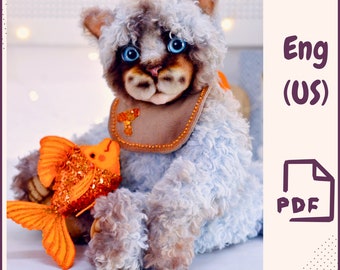 Teddy Cat sewing PDF pattern, Pattern stuffed animal, Pattern PDF-Teddy, Teddy The Cat, Animal Pattern, Plush Cat, Cat Pattern
