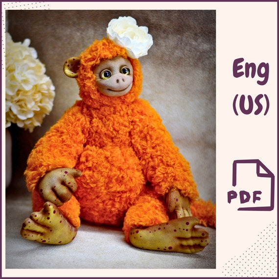 Preview of Plush Monkey Sewing Pattern PDF + Video | Stuffed Animal Monkey DIY | Soft Toy Teddy Monkey Tutorial | Downloadable Toy Pattern by VariousPatterns