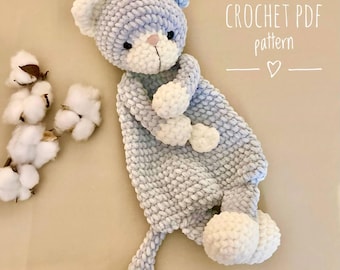 Crochet cat lovey pattern Amigurumi kitty pdf tutorial Cuddle kids toy pattern