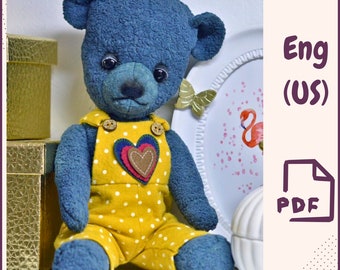 Teddy Bear PDF Pattern – Sewing PDF for Plush Teddy, Soft Stuffed Bear Toy, Digital Animal Pattern, Handmade Bear Doll Sewing Template