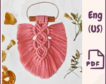 Feather Macrame Pattern / Leaf tutorial / Step by Step DIY / Macrame Wall Hanging pattern PDF / Easy macrame decor Digital Download