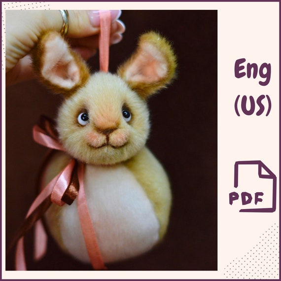 Preview of Christmas Rabbit Ornament Pattern • Bunny Tree Decoration PDF • New Year Animal Symbol Toy • Handmade Plush Ball Rabbit • Holiday Soft Toy by VariousPatterns