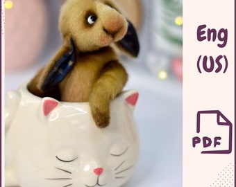 Bunny Rabbit Sewing PDF Pattern – Plush Toy Template PDF, Stuffed Animal Doll Pattern, Artist Bunny DIY, Downloadable Soft Rabbit Pattern