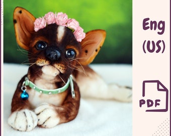 WZÓR DO SZYCIA Pies- Chihuahua - Zabawka kolekcjonerska - Zabawka pozująca - Zabawka Chihuahua - Figurka pluszowego zwierzęcia - Wzór PDF