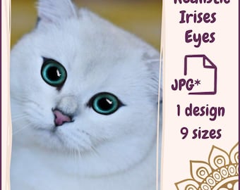 Eyes for Printing Realistic Irises Cat Eyes Cat Irises Realistic Eyes Doll Eyes Teddy Bear Bottle Caps Pendants Paper Crafts Digital Collage