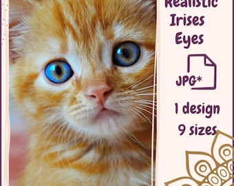 Eyes for Printing Realistic Irises Cat Eyes Cat Irises Realistic Eyes Doll Eyes Teddy Bear Bottle Caps Pendants Paper Crafts Digital Collage