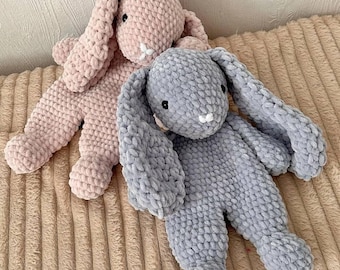 Crochet bunny lovey pattern Amigurumi rabbit snuggler pdf tutorial Crochet Easter toy pattern