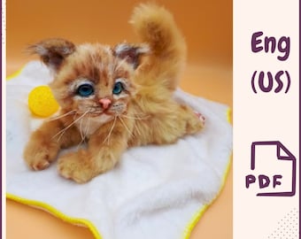 Sewing  PATTERN Cat Toy-Collectible Toy -Posing Toy-Cat Toy-Stuffed Animal Figurine-PDF Template - Toy Cat