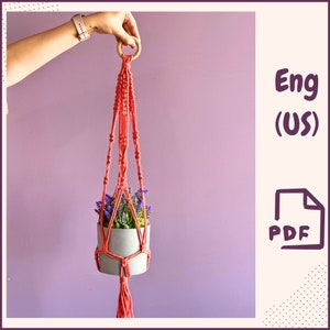 Macrame plant hanger PDF tutorial, Macrame pattern, Instruction macrame for Beginner, Plant Hanger pdf DIY, Crafter Makers Tutorial