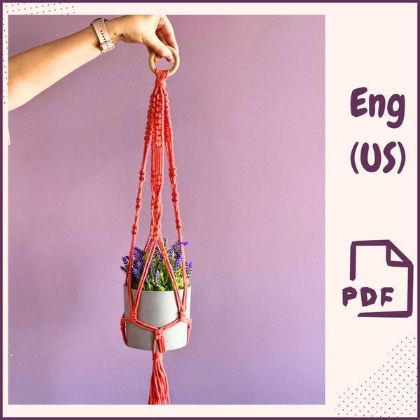 Macrame plant hanger PDF tutorial, Macrame pattern, Instruction macrame for Beginner, Plant Hanger pdf DIY, Crafter Makers Tutorial