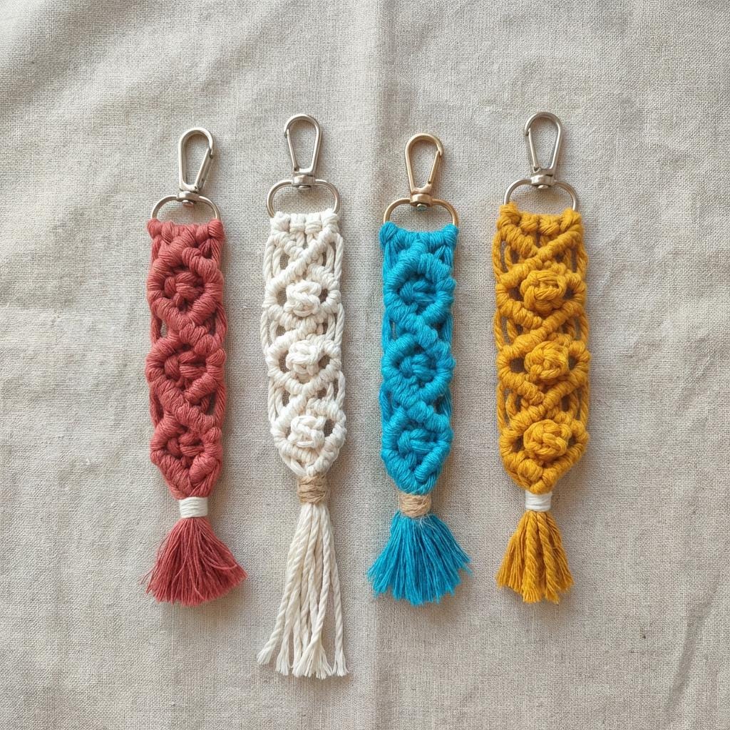 Macrame Keychain Pattern PDF Bundle | DIY Boho Accessory Tutorial - Etsy