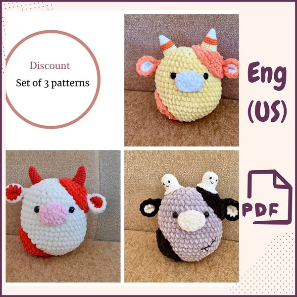 Crochet cow pattern Halloween amigurumi pattern Crochet plush cow pattern Cute amigurumi cow pattern