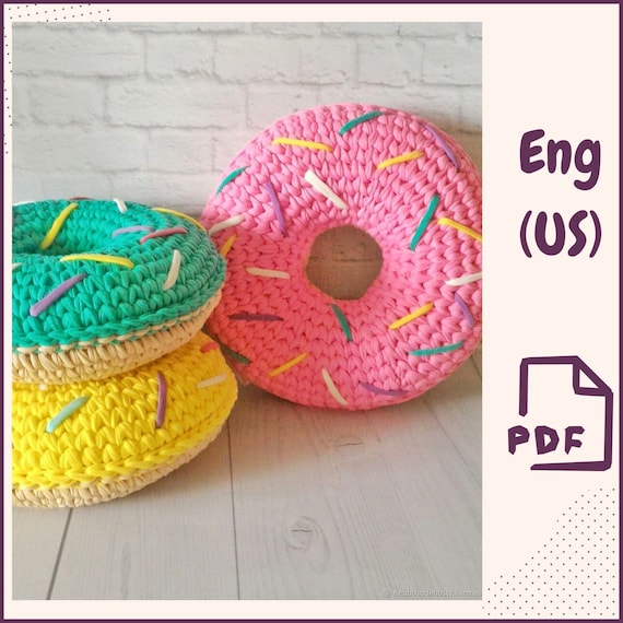 Preview of Crochet Pattern Donut Pillow - PTFE Pattern - DIY Donut Pillow - Diameter 22 cm - 9 inches by VariousPatterns