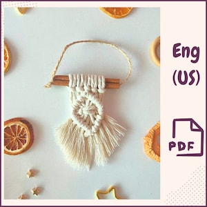 Christmas Macrame Ornament PDF Tutorial • Cinnamon Stick Decor • Easy Macrame Pattern for Beginners • Boho Tree Hanging • Instant Download