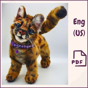 Cougar Sewing Pattern PDF | Posable Plush Cougar Toy | Collectible Wild Cat Soft Sculpture | Realistic Stuffed Animal DIY Template