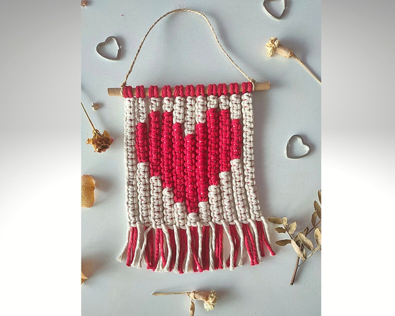 Pdf TUTORIAL of Macrame Heart Wall Hanging Valentine's Day Etsy