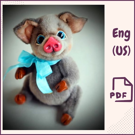 Preview of Pig Sewing Pattern PDF • Poseable Plush Piglet Toy • Stuffed Animal DIY Template • Collectible Pig Soft Toy for Artists, Gifts, Handmade by VariousPatterns