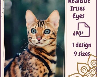 Eyes for Printing Realistic Irises Cat Eyes Cat Irises Realistic Eyes Doll Eyes Teddy Bear Bottle Caps Pendants Paper Crafts Digital Collage