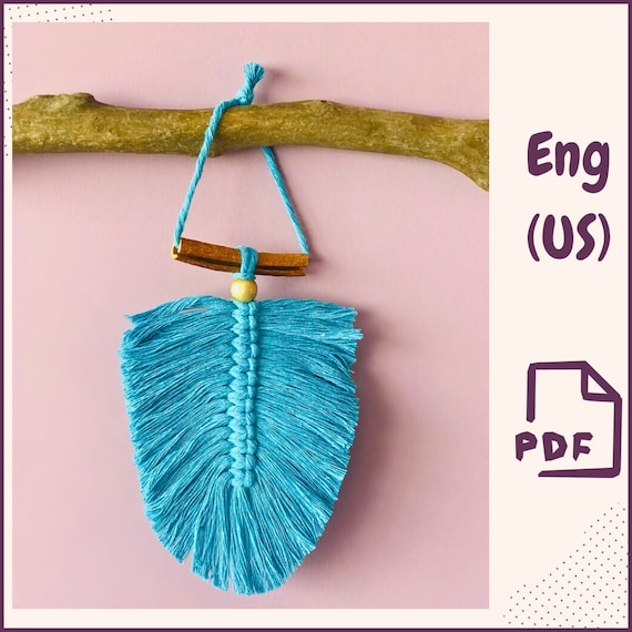 Preview of Macrame Feather DIY Tutorial • Boho Leaf Wall Hanging Pattern • Beginner Macrame Gift Idea • Digital Download Ornament Home Decor PDF by VariousPatterns