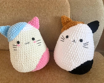 Crochet amigurumi cat plushie pattern Crochet kitty squishy toy pdf pattern Crochet cuddly kitten pillow pattern