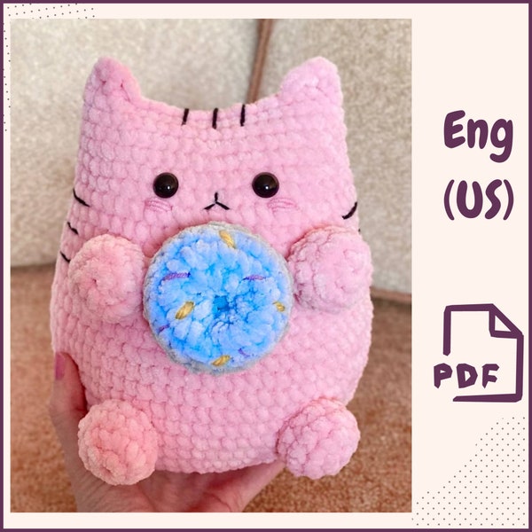 Crochet plush cat pattern Easy cat crochet pattern PDF pattern for toy Amigurumi kitty pattern Instant Download PDF pattern Toys embroidery