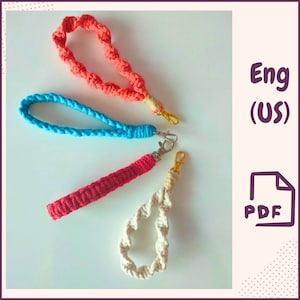 Patrón de llavero de macramé en PDF Llavero de muñeca Macramé para principiantes Cordón de macramé Llavero bohemio Accesorio moderno de macramé Macramé fácil