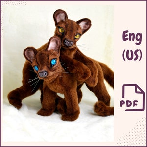 Madagascar Fossa Sewing Pattern PDF, Realistic Wild Cat Plush Toy, Teddy Animal Soft Sculpture, Poseable Stuffed Animal Digital Download DIY